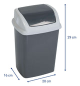MAUL 9520587 skraldespand 5 L Rektangulær Plast, Polypropylen (PP) Mørkegrå, Hvid