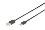 Digitus AK-300154-018-S USB-kabel USB 2.0 1,8 m 2 x USB A USB C 0,48 Gbit/sek. Sort