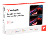 Verbatim Portable 15.6" FHD Dual Monitor Essentials Bærbar skærm Sort 39,6 cm (15.6") LCD 1920 x 1080 pixel