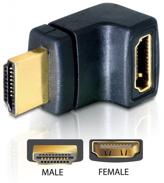 DeLOCK HDMI Stecker > HDMI Buchse 90° oben HDMI 1.3 Sort