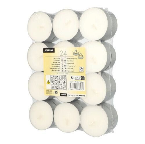 Papstar 90346 vokslys Rund Hvid 24 stk