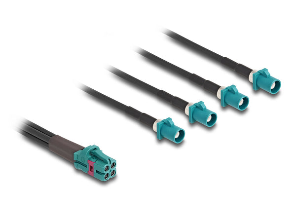 DeLOCK 90141 koaxial kabel 1 m Mini FAKRA Z 4 x FAKRA Z Sort, Blå