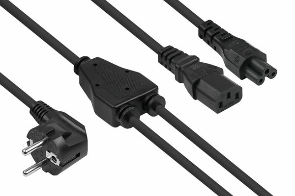 Kabelmeister SK0135-S020 el-ledning Sort 2 m Strømstik type E+F C13 coupler + C5 coupler
