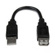 StarTech.com USBEXTAA6IN USB-kabel USB 2.0 0,152 m USB A 0,48 Gbit/sek. Sort