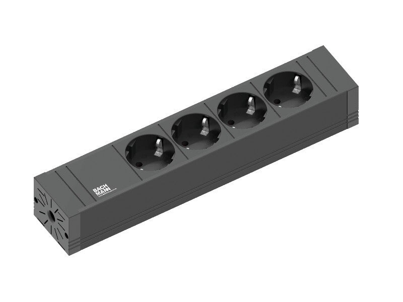 Bachmann 420.0017 stikdåse 2 m 4 AC stikkontakt(er) Indendørs Sort