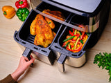 Tefal Dual Easy Fry & Grill EY905D Dobbelt 8,3 L Enkeltstående 2700 W Varmluftsteger Rustfrit stål