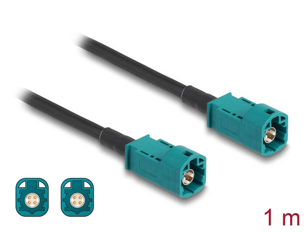 DeLOCK 90678 koaxial kabel 1 m HSD Z Sort, Blå