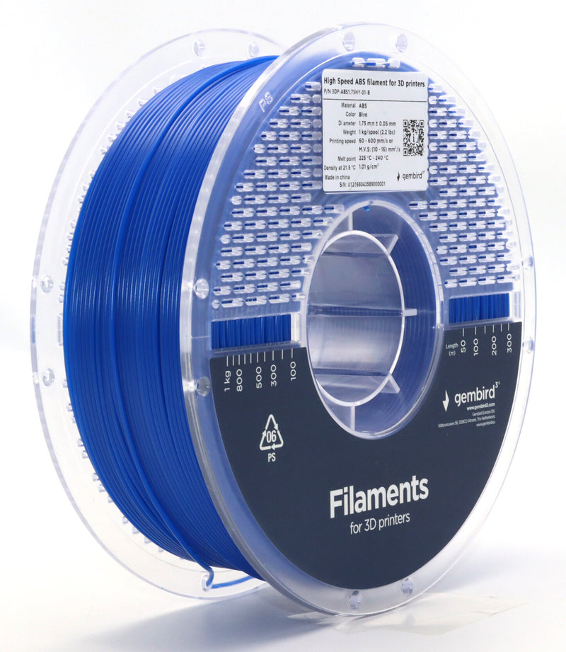 Gembird 3DP-ABS1.75HY-01-B 3D print materiale ABS Blå 1 kg