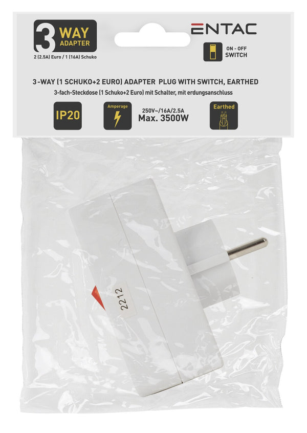 Entac EPAG-1EE2E-SW strømstik adapter Type F Type C (Europlug)+Type F Hvid