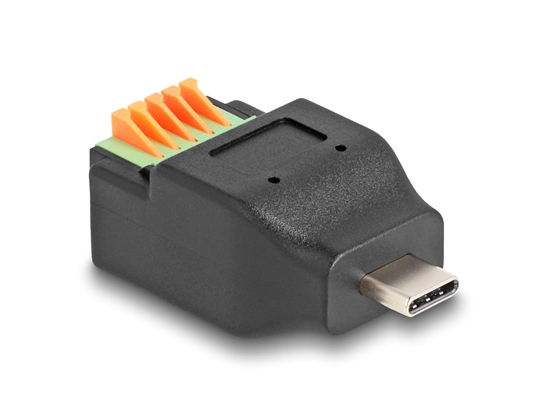 DeLOCK 66456 kabel kønsskifter USB-C 5 pin terminal block Sort, Grøn