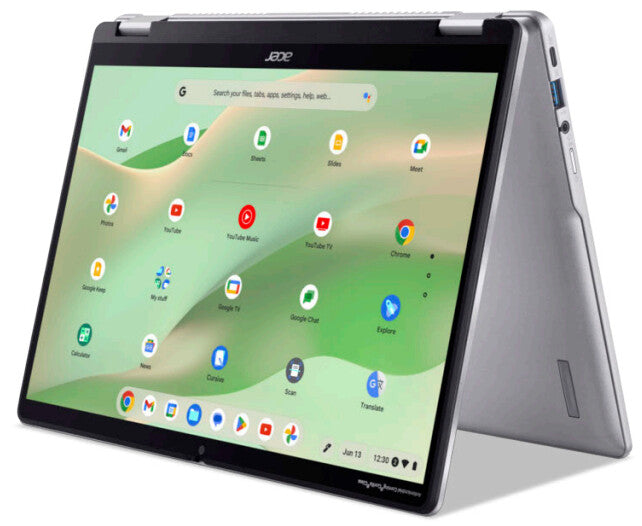 Acer Chromebook CP314-2HN-C57B Intel® N N100 35,6 cm (14") Berøringsskærm WUXGA 8 GB LPDDR5-SDRAM 64 GB eMMC Wi-Fi 6E (802.11ax) ChromeOS Sølv QWERTZ Tysk
