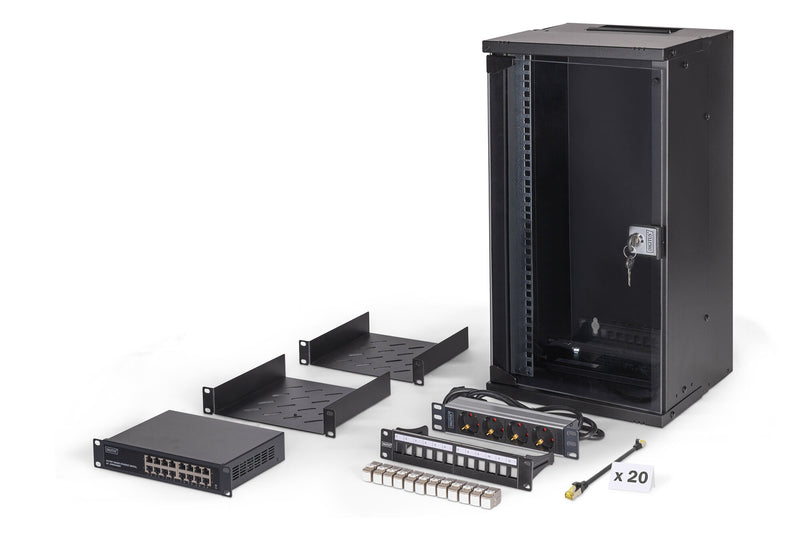 Digitus DN-49105-SET stativ 12U Vægmonteret stativ Sort