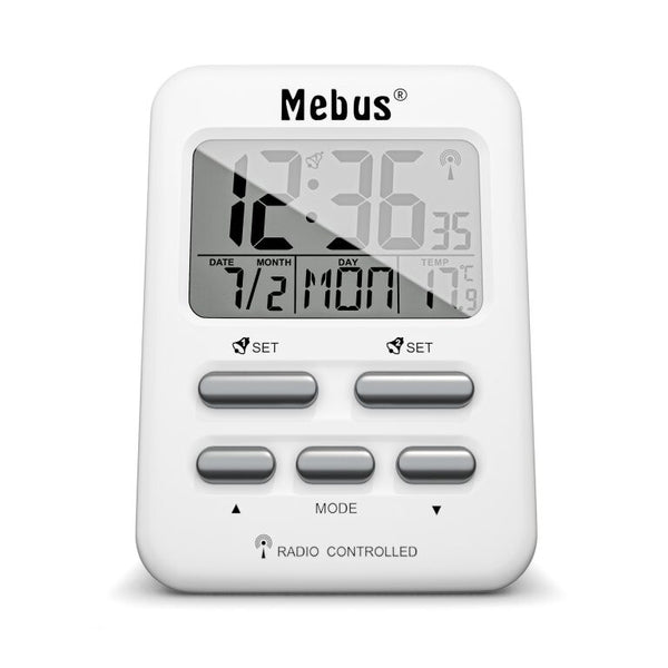 Mebus 25800 vækkeur Digital alarmur Hvid