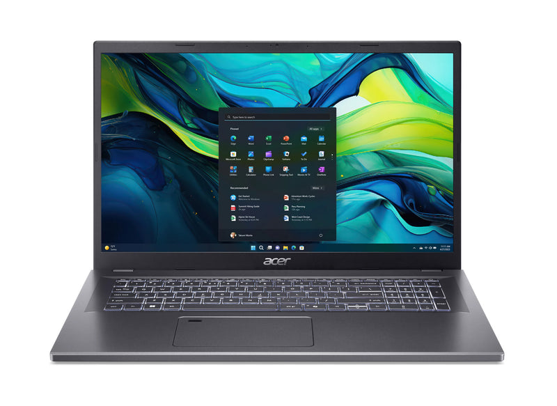 Acer Aspire 17 A17-51M-70UX Intel Core 7 150U Laptop 43,9 cm (17.3") Fuld HD 16 GB LPDDR5-SDRAM 512 GB SSD Wi-Fi 6E (802.11ax) Windows 11 Home Grå