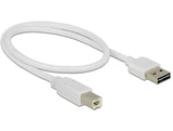 DeLOCK 0.5m, USB2.0-A/USB2.0-B USB-kabel 0,5 m USB A USB B 0,48 Gbit/sek. Hvid