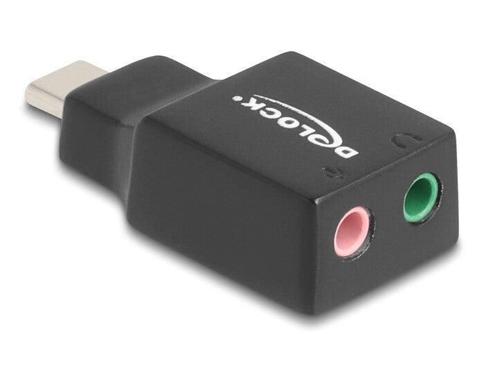 DeLOCK 67128 kabel kønsskifter 1 x USB 2.0 C 2 x 3.5 mm Sort