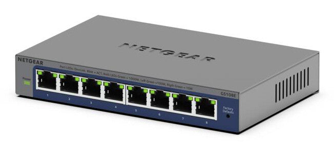NETGEAR GS108Ev4 Ikke administreret L2/L3 Gigabit Ethernet (10/100/1000) Grå