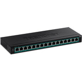 Trendnet TPE-TG160H netværksswitch Ikke administreret Gigabit Ethernet (10/100/1000) Strøm over Ethernet (PoE) 1U Sort