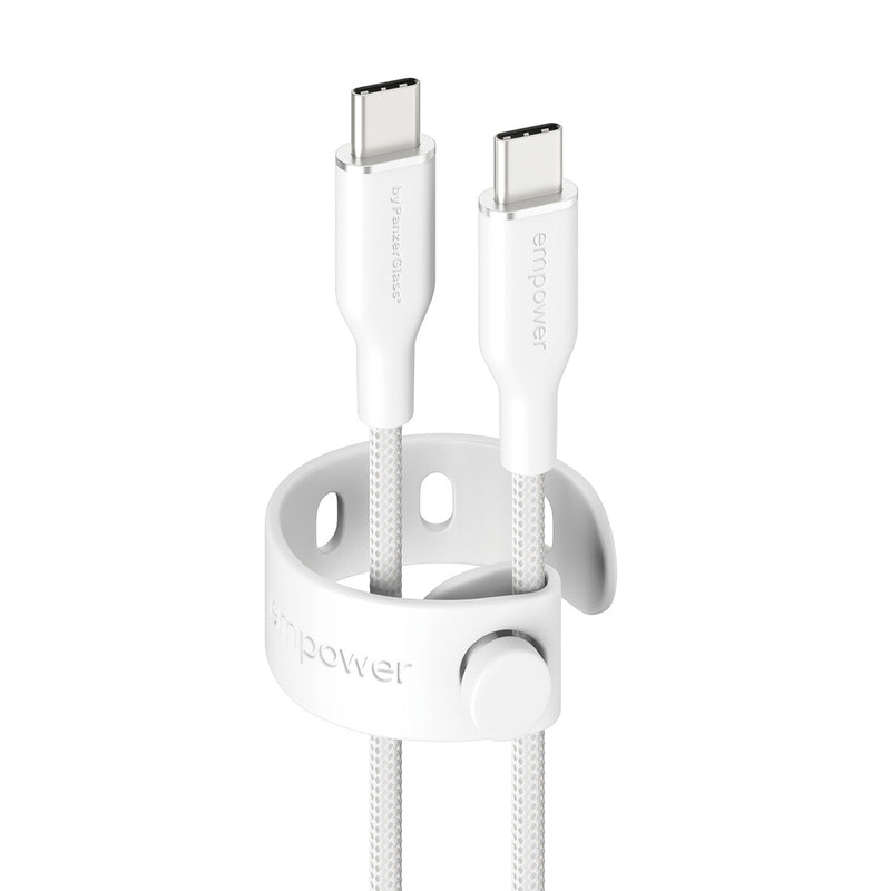 PanzerGlass empower™ by ® Racing 60W USB-C to USB-C Kabel | USB 2.0 | 2M | Silver White