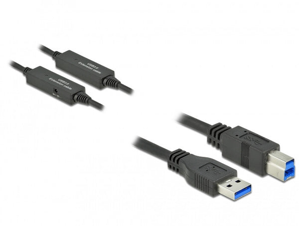 DeLOCK 85380 USB-kabel USB 3.2 Gen 1 (3.1 Gen 1) 10 m USB A USB B 5 Gbit/sek. Sort