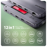 Axagon HMC-12GM2 dockingstation Ledningsført USB 3.2 Gen 2 (3.1 Gen 2) Type-C Grå