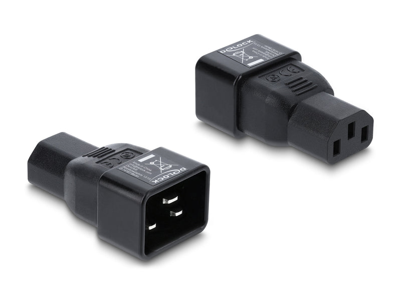 DeLOCK 80657 kabel kønsskifter 1 x 3 pin IEC 60320 C20 1 x 3 pin IEC 60320 C13 Sort