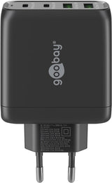 Goobay 64817 oplader til mobil enhed Hovedtelefoner, Smartphone, Tablet Sort Vekselstrøm Hurtig opladning Indendørs