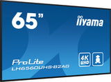 iiyama LH6560UHS-B2AG skilte display Digital A-tavle 163,8 cm (64.5") LED Wi-Fi 500 cd/m² 4K Ultra HD Sort Indbygget processer Android 11 24/7