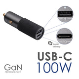 Akyga AK-CH-26 USB Ladegerät 100 W 1x USB-C®, 1x USB-A QC 3.0, USB PD 3.0 Grau KFZ, LKW GaN, Schnellladegerät Navigator, Tablet, Telefon, Mobiltelefon, Laptop, Netbook, Mobil computer, SmartWatch, Universel Anthracit Cigartænder Hurtig opladning Automatis