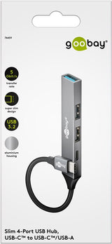 Goobay 74459 interface hub USB 3.2 Gen 1 (3.1 Gen 1) Type-C 5000 Mbit/s Lys grå