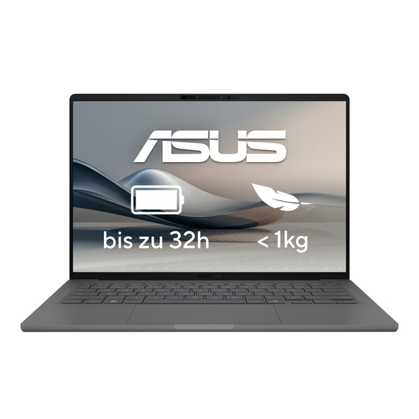 ASUS Zenbook A14 UX3407QA-QD496W Copilot+ PC Snapdragon X1-26-100 Laptop 35,6 cm (14") WUXGA 32 GB LPDDR5x-SDRAM 1 TB SSD Wi-Fi 6E (802.11ax) Windows 11 Home Tysk Grå