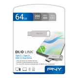 PNY DUO LINK USB-nøgle 64 GB USB Type-A / USB Type-C 3.2 Gen 1 (3.1 Gen 1) Rustfrit stål