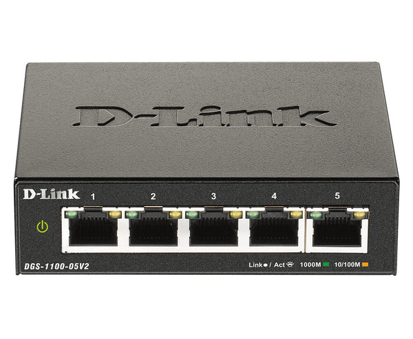 D-Link DGS-1100-05V2/E netværksswitch Administreret L2 Gigabit Ethernet (10/100/1000) Sort