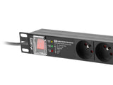 Lanberg PDU-PRO-07E-0200-BK strømforsyningsenhed (PDU) 6 AC stikkontakt(er) 1U Sort