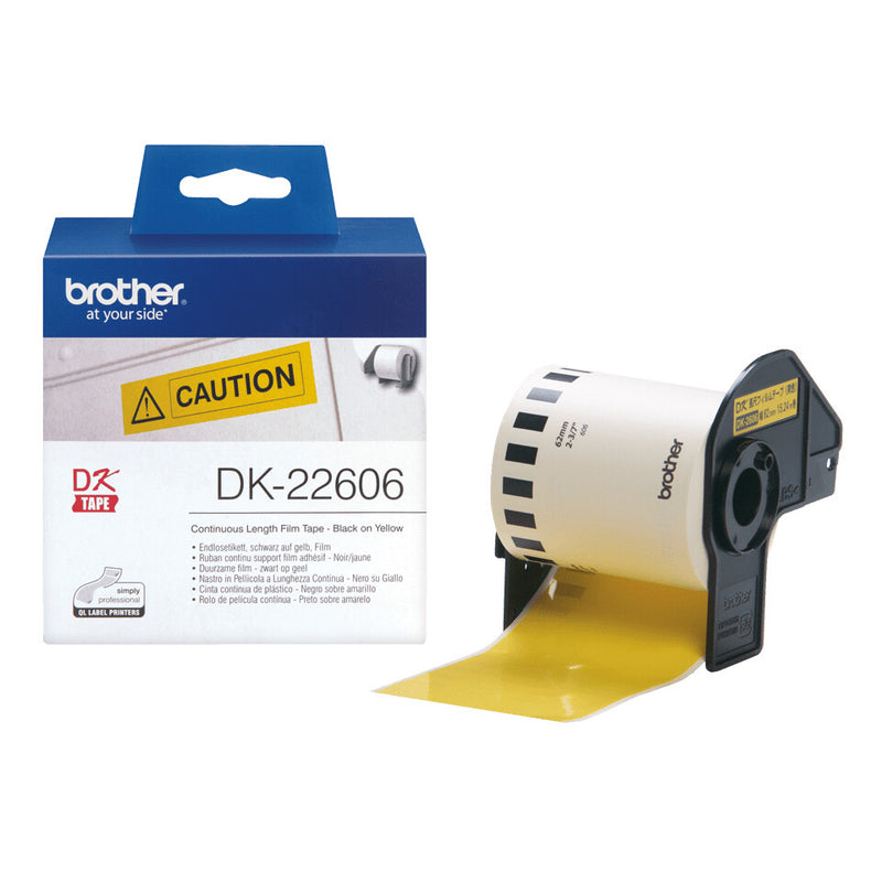 Brother DK-22606 etiketbånd Sort på gul
