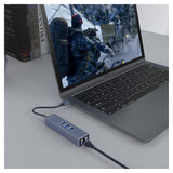 Savio AK-57 USB-A - 3 x USB-A HUB with RJ-45 Gigabit Ethernet adapter 5000 Mbit/s grey USB 3.2 Gen 1 (3.1 Gen 1) Micro-B Sort
