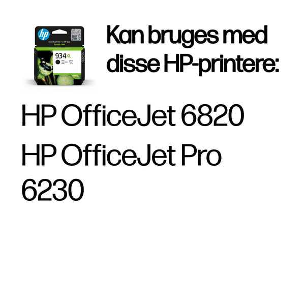 HP Original 934XL-blækpatron med høj kapacitet, sort