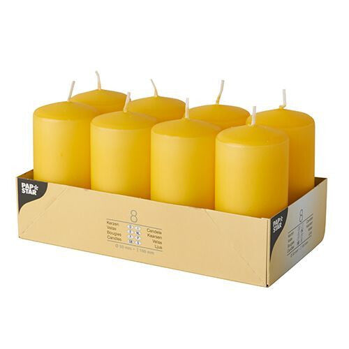 Papstar 17986 vokslys Cylinder Gul 8 stk