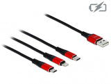 DeLOCK 85892 USB-kabel USB 2.0 1 m USB A USB C/Micro-USB B/Lightning Sort, Rød