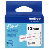 Brother BTAG-232 etiketbånd Rød på hvid