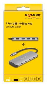 DeLOCK 64323 interface hub USB 3.2 Gen 2 (3.1 Gen 2) Type-C 10000 Mbit/s Grå