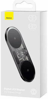 Baseus 2In1 20W Digital Led Display Hovedtelefoner, Headset, Smartphone Sort USB Trådløs opladning Indendørs