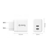 Crong CRG-GNCC35-WHI oplader til mobil enhed Smartphone, Netbook, Laptop, SmartWatch, Strømbank, Universel Hvid Vekselstrøm Hurtig opladning Indendørs