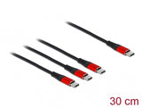 DeLOCK 86712 USB-kabel USB 2.0 0,3 m USB C 3 x USB C Sort, Rød