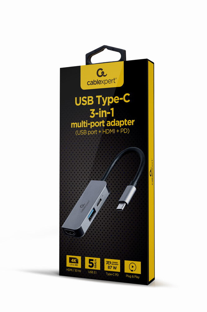Gembird A-CM-COMBO3-02 dockingstation Ledningsført USB 3.2 Gen 1 (3.1 Gen 1) Type-C Sølv