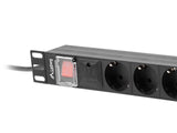 Lanberg PDU-08F-0200-BK strømforsyningsenhed (PDU) 8 AC stikkontakt(er) 1U Sort