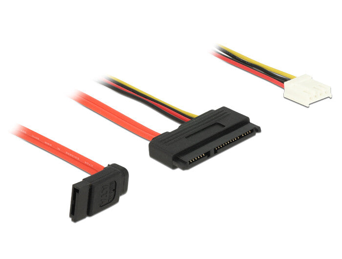 DeLOCK 0.3m, SATAIII 7p + Floppy 4p/SATAIII 22p SATA-kabel 0,3 m SATA 7-pin + Molex (4-pin) SATA 22-pin Sort, Rød