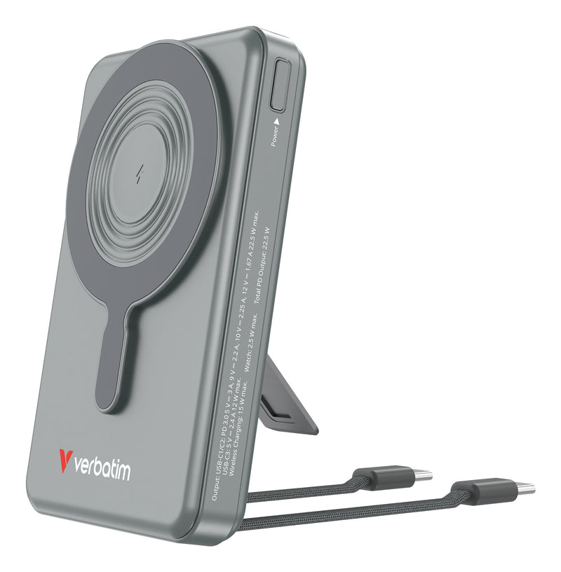 Verbatim 32272 powerbank Lithium polymer (LiPo) 10000 mAh Trådløs opladning Grå