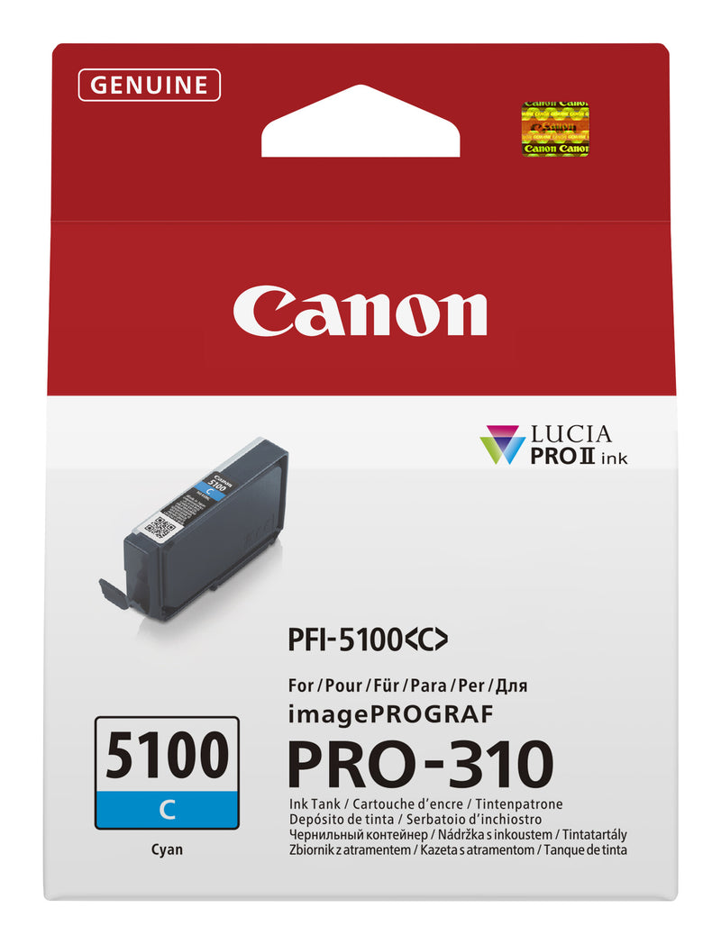 Canon PFI-5100 C blækpatron 1 stk Original Blå