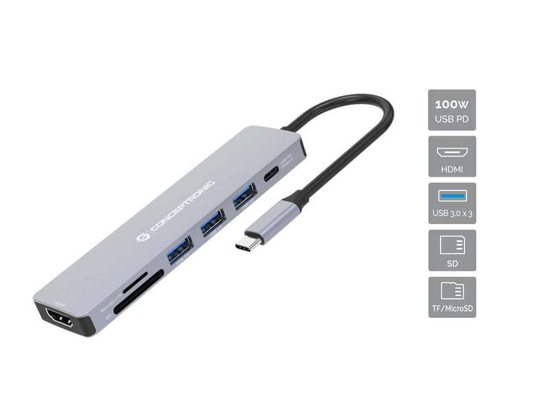 Conceptronic DONN19G dockingstation Ledningsført USB 3.2 Gen 1 (3.1 Gen 1) Type-C Grå